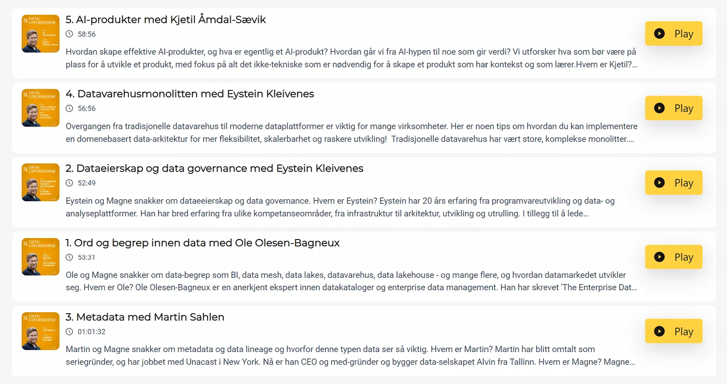 Datautforskerne - oversikt over de første 5 episodene.