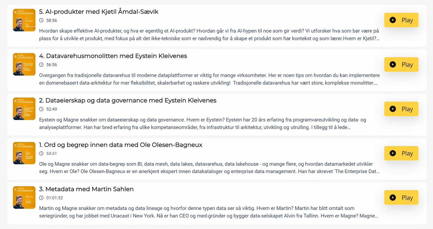 Datautforskerne - oversikt over de første 5 episodene.