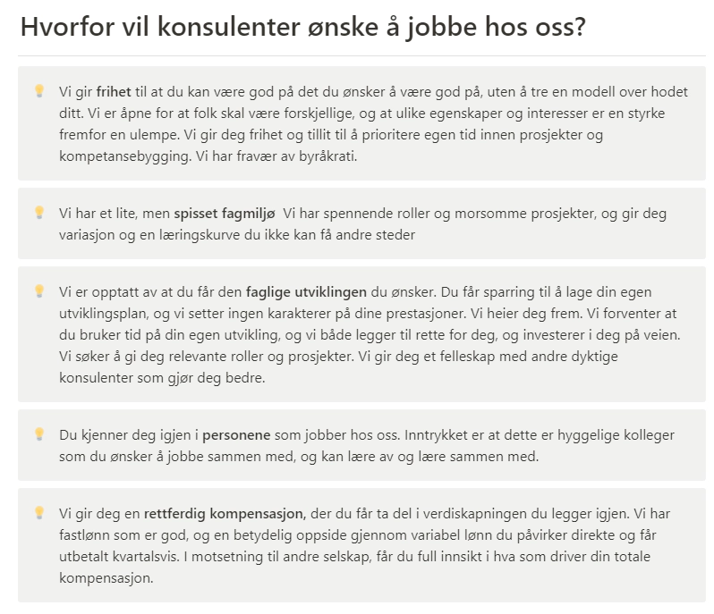 Tidlig versjon av verdibudskapet til Glitni til fremtidige medarbeidere – per november 2021