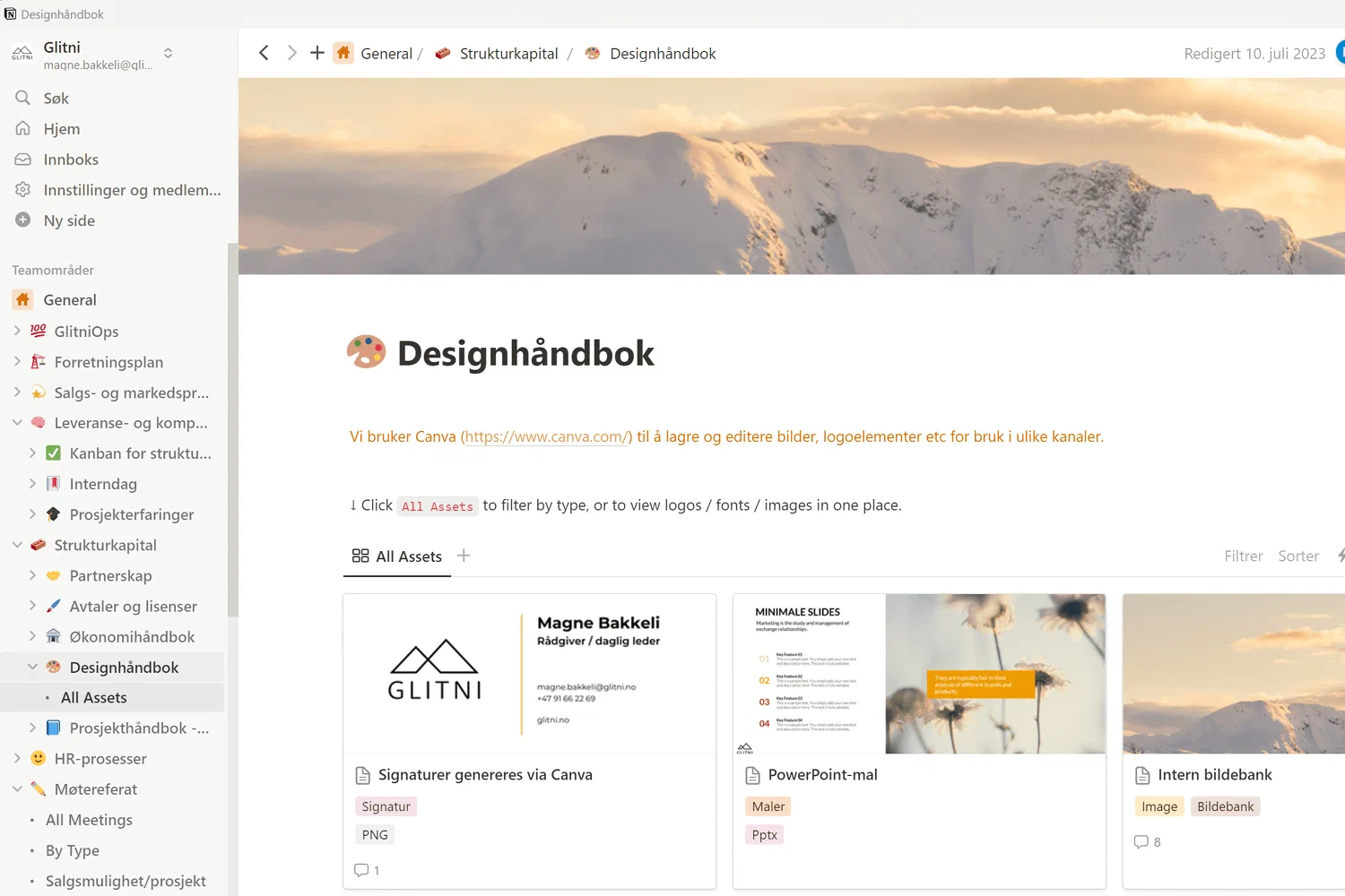 Notion is used as an intranet with flexible database tools.