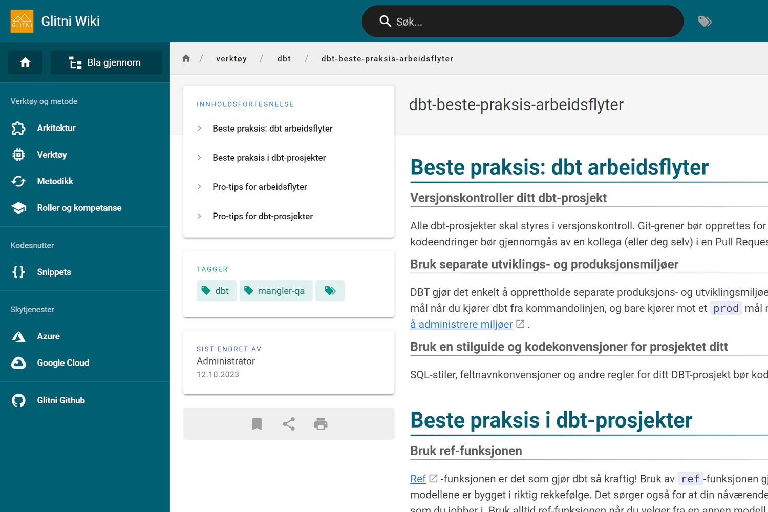 Wiki.js for god utviklingspraksis.