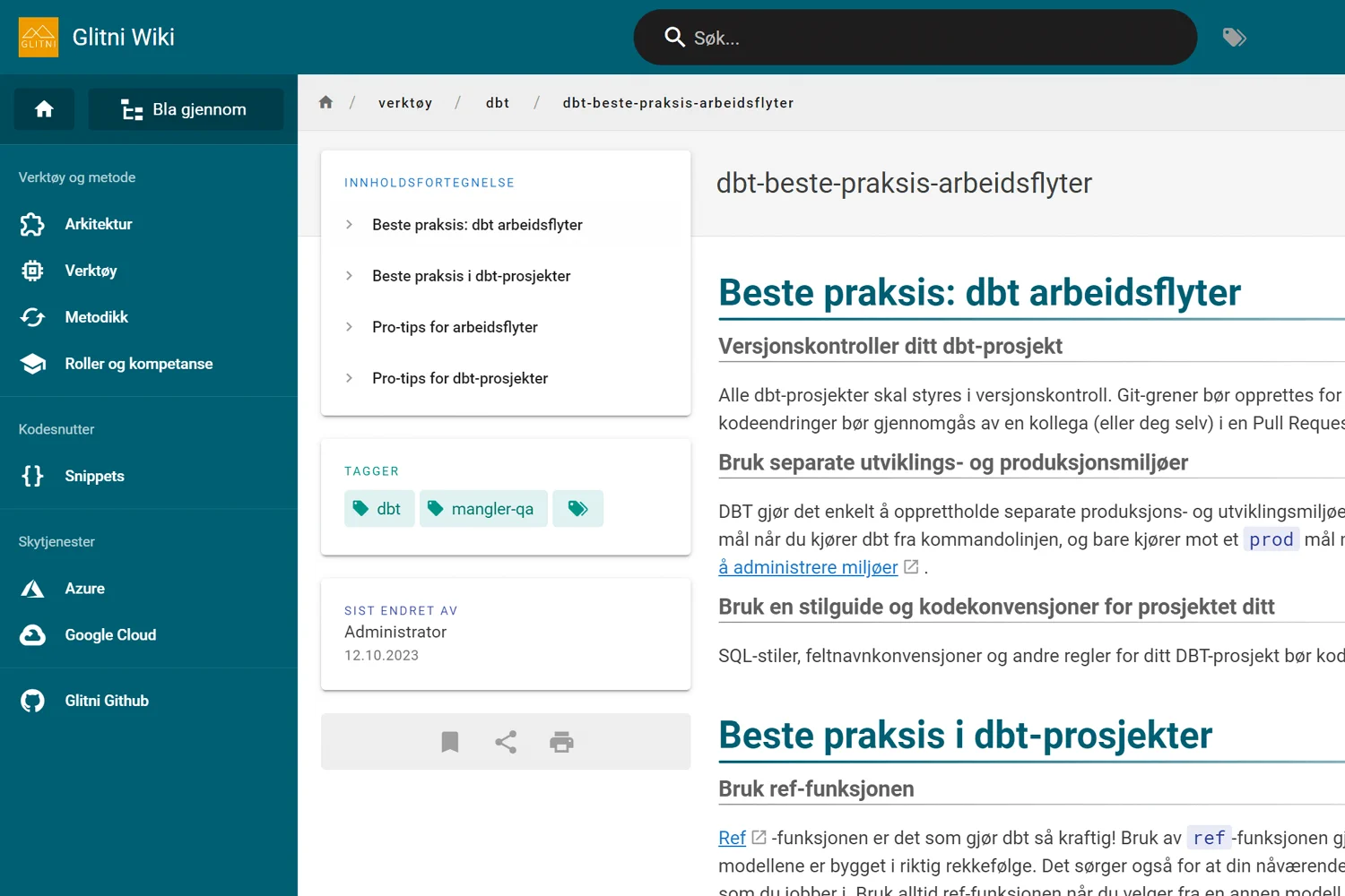 Wiki.js for god utviklingspraksis.