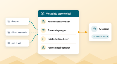 Metadata og ontologi mellom tabellene og AI-agenten